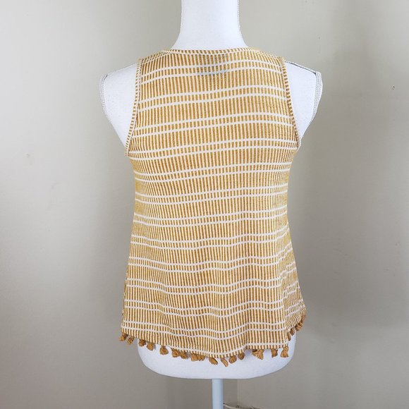 Anthropologie's W5 Tassel Striped Boho Tank Top Yellow Size XS - Picture 5 of 11
